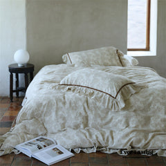 Hidden Garden Linen Cotton Floral Ruffle Bedding Set