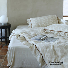 Hidden Garden Linen Cotton Floral Ruffle Bedding Set