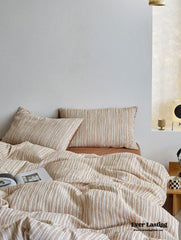 Honeycomb Jacquard Stripe Bedding Set - Bronze Orange