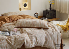 Honeycomb Jacquard Stripe Bedding Set - Bronze Orange