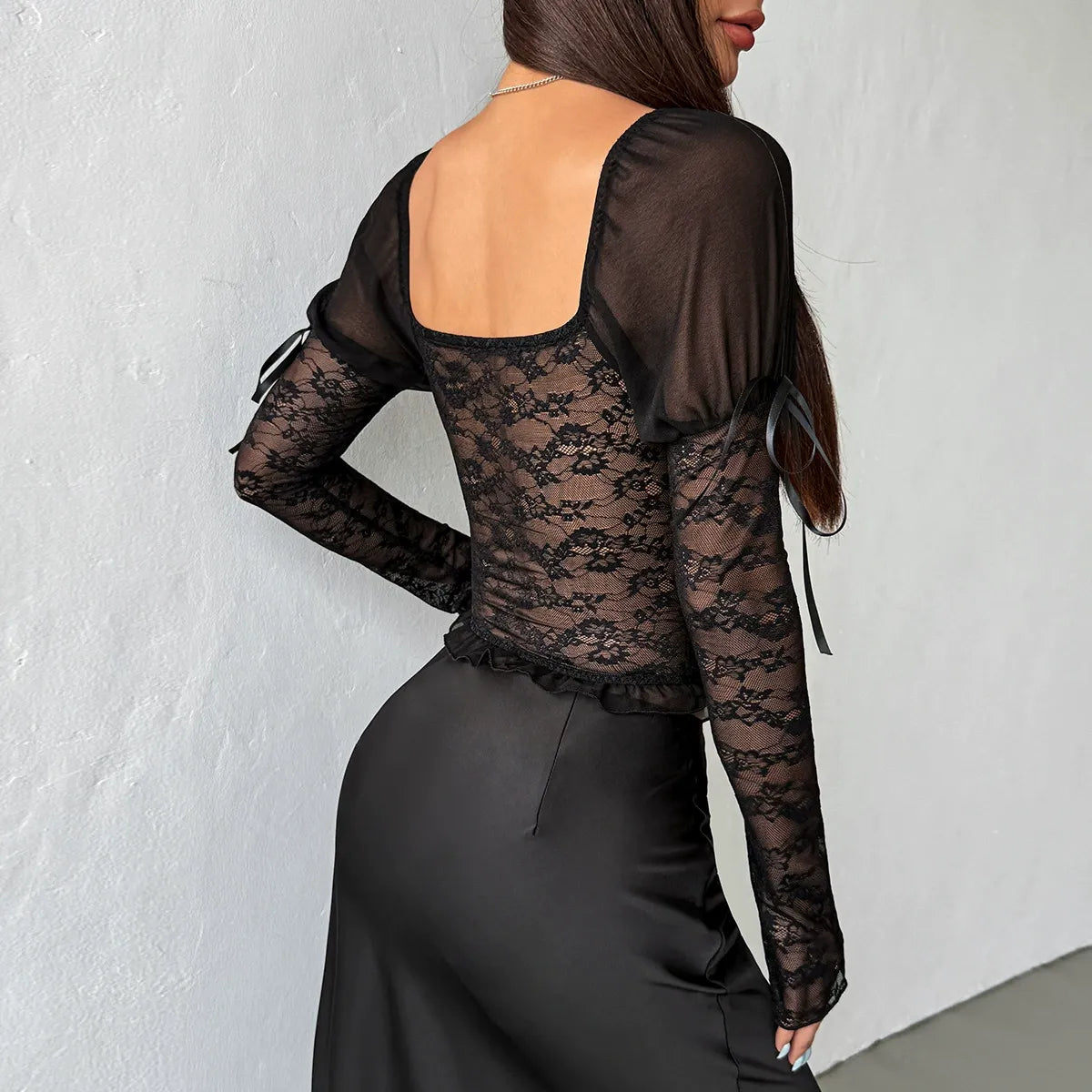 Mesh And Lace Combination Top