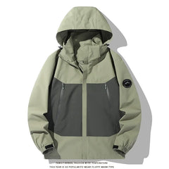 Chaqueta con capucha y diseño de tres capas con bloques de color