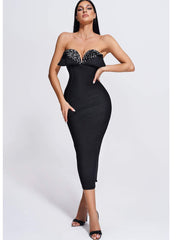 High-Elastic Knit Sequined Strapless Dress