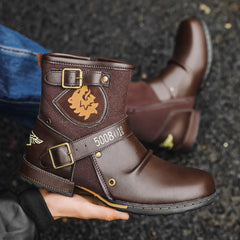 Vintage-Style Metal Side-Zip Boots