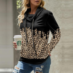 Leopard Print Double Drawstring Sweatshirt