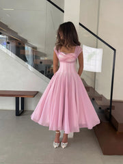 Vestido de dama de honor de malla de color sólido 