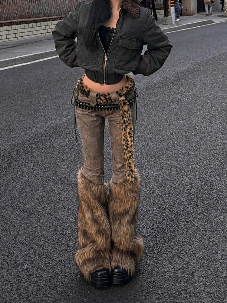 Patchwork Low-waist Flared Pants