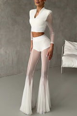 Stretch Slim Flared Trousers