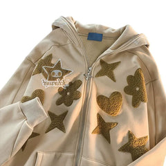 Cartoon Pattern Printed Fleece-lined Hoodies