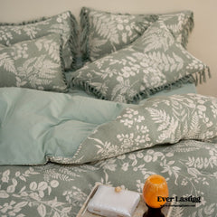 Jacquard Tufted Floral Bedding Set - Green