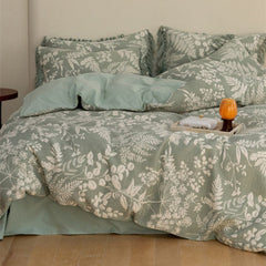 Jacquard Tufted Floral Bedding Set - Green