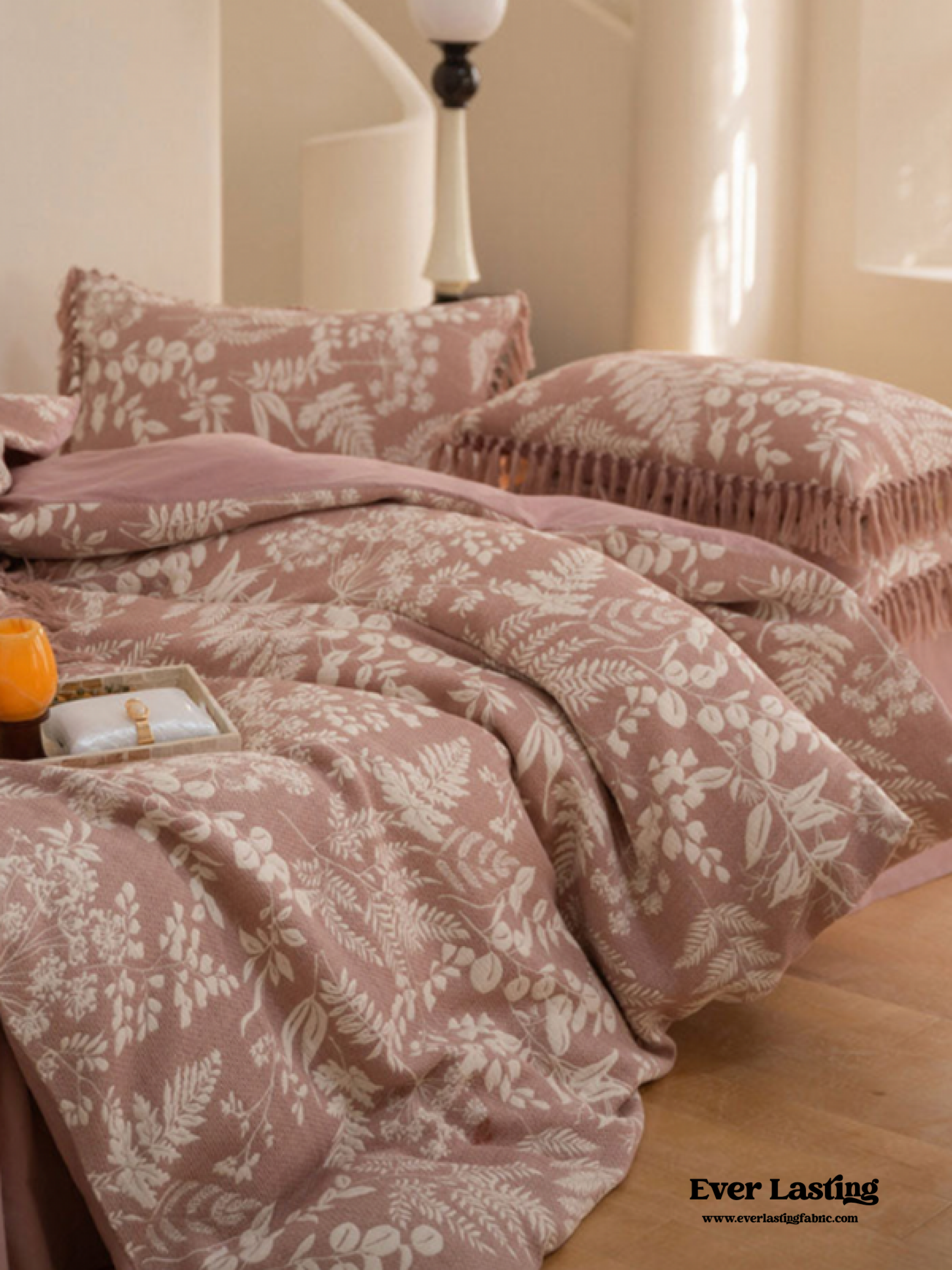 Jacquard Tufted Floral Bedding Set - Pink