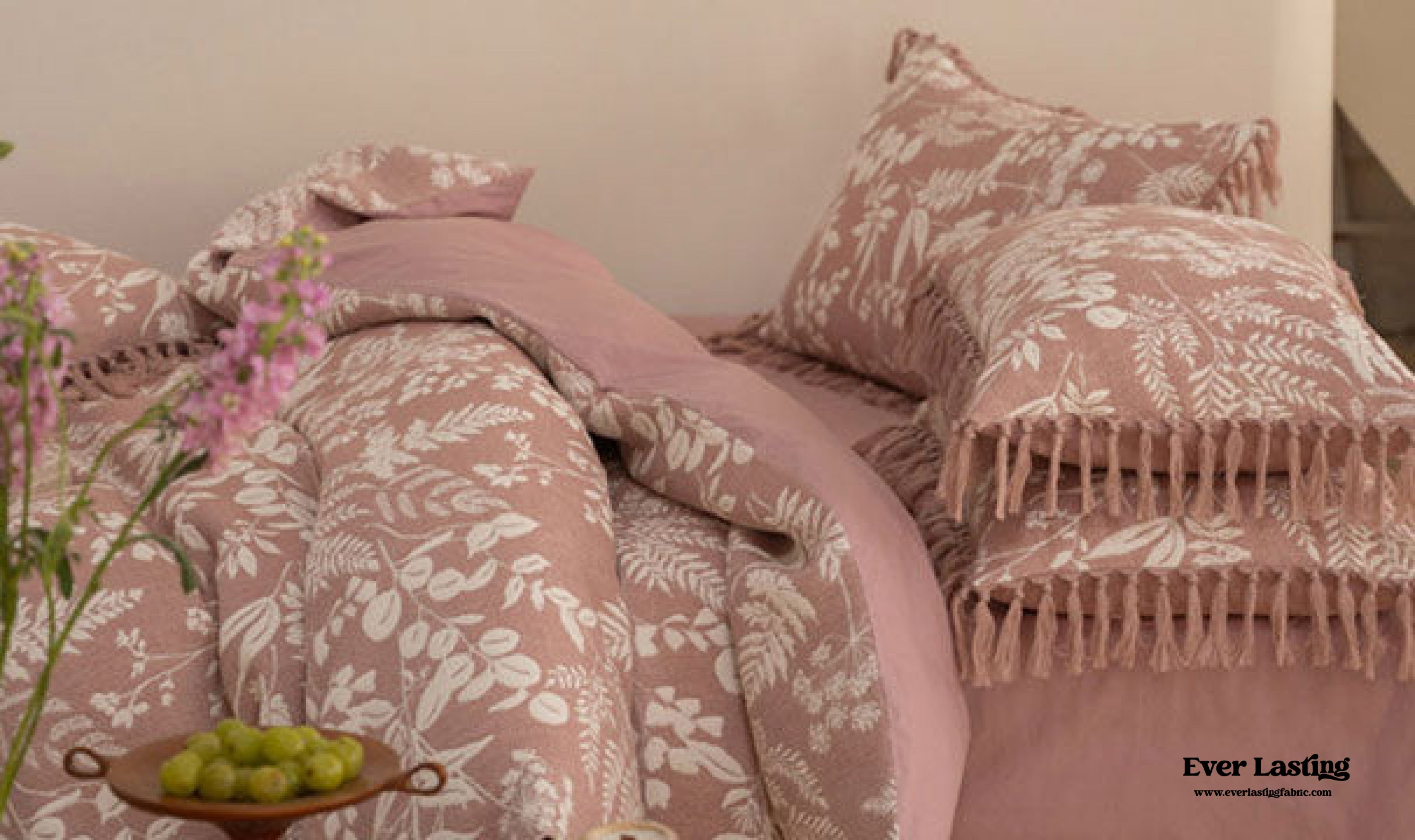 Jacquard Tufted Floral Bedding Set - Pink