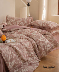 Jacquard Tufted Floral Bedding Set - Pink