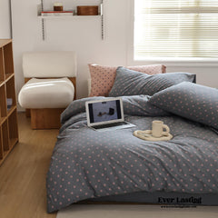 Jersey Knit Dotted Bedding Set - Gray