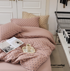 Jersey Knit Dotted Bedding Set - Pink
