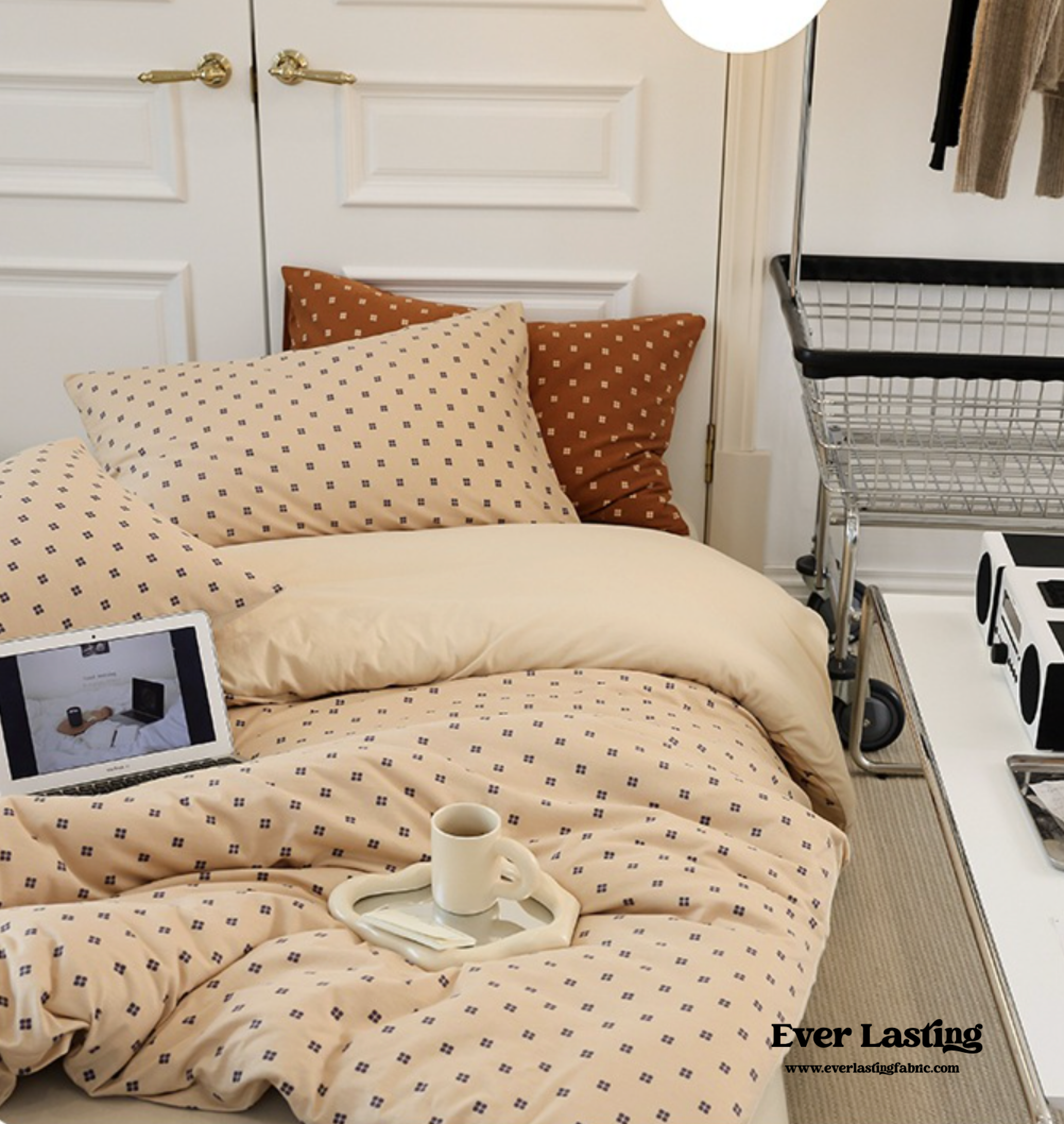 Jersey Knit Dotted Bedding Set - Pink