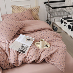 Jersey Knit Dotted Bedding Set - Pink