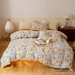 Jersey Knit Floral Bedding Set - Gray White