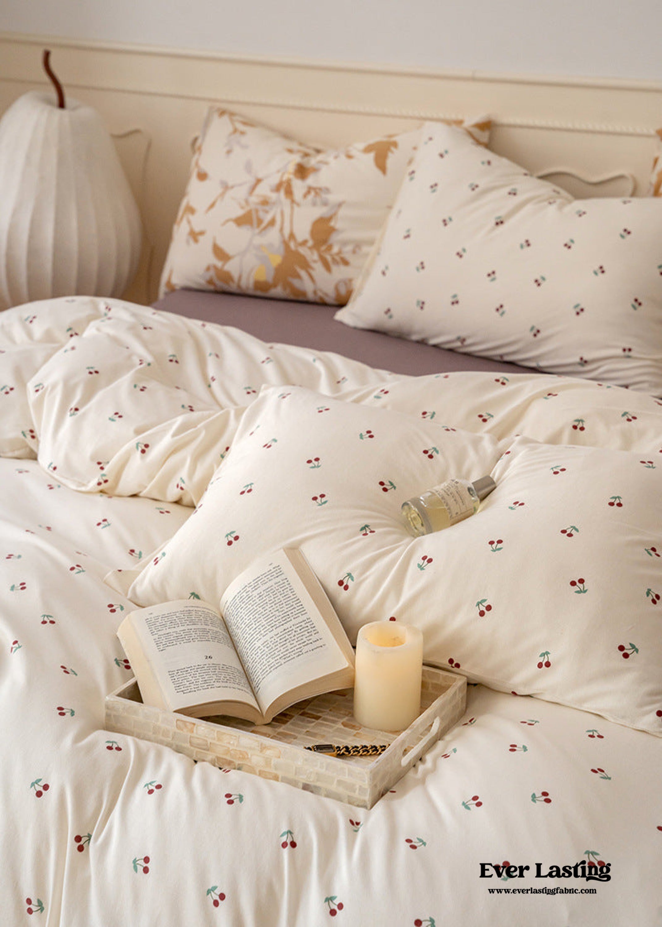 Jersey Knit Floral Bedding Set - Orange Blue