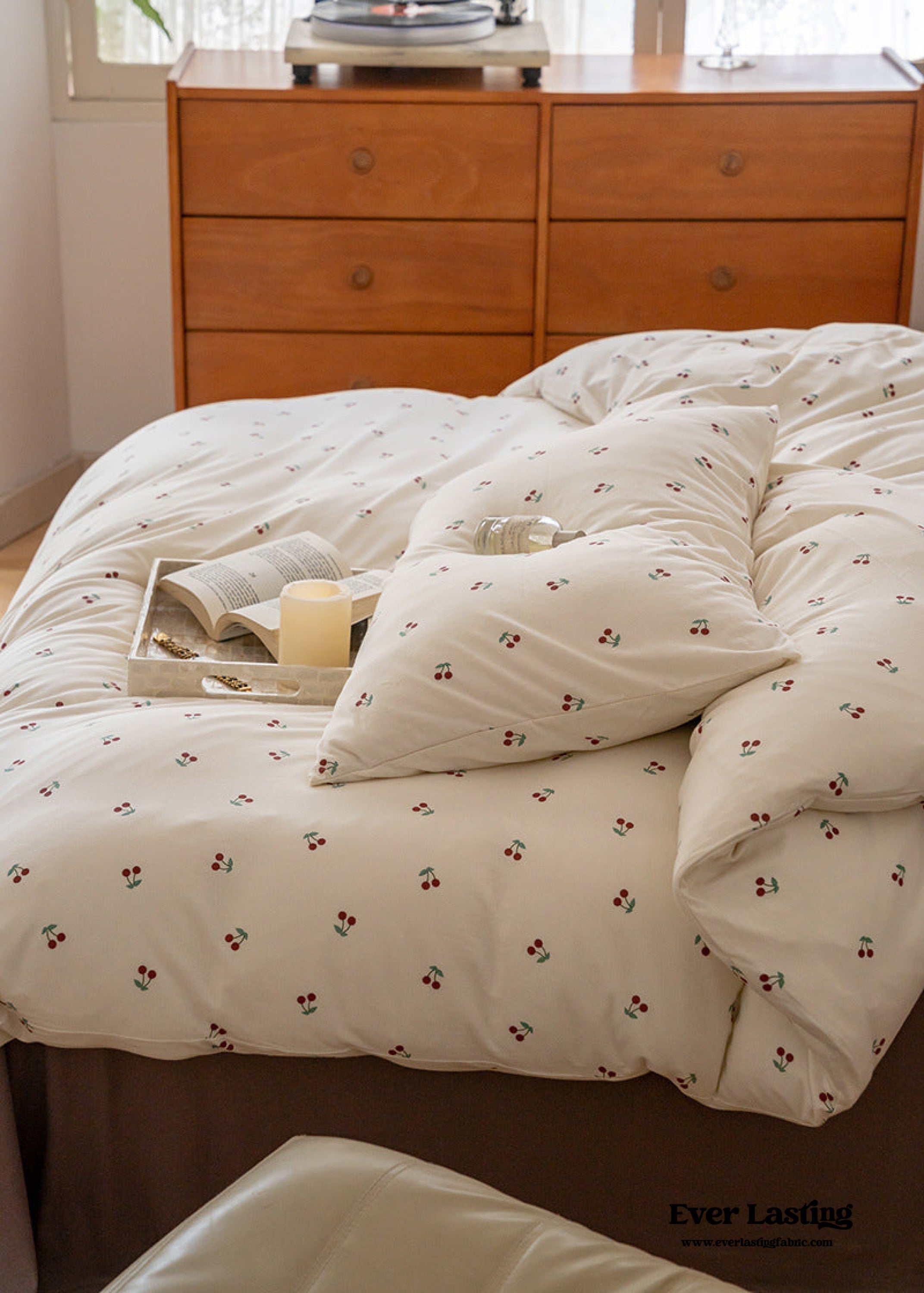 Jersey Knit Floral Bedding Set - Orange Blue