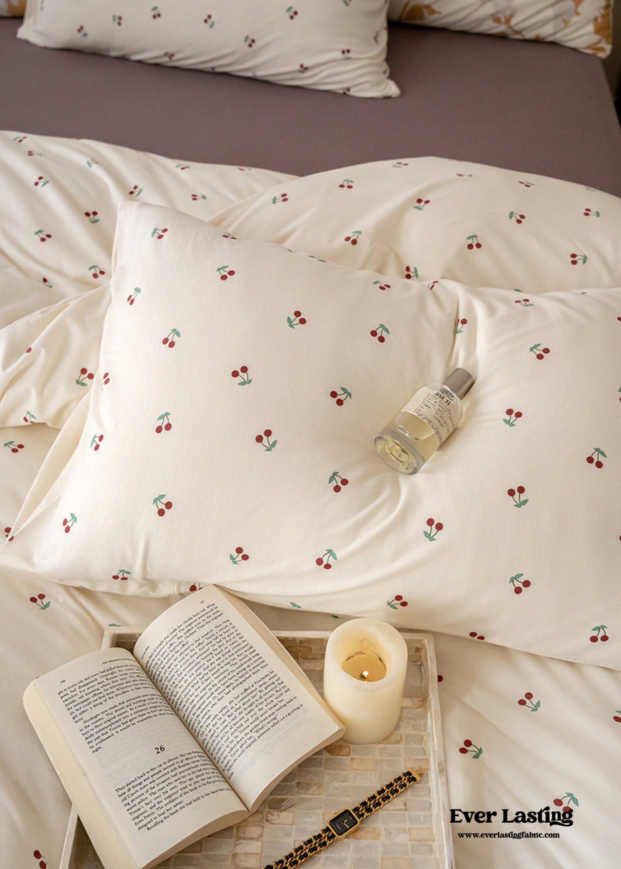 Jersey Knit Floral Bedding Set - Orange Blue