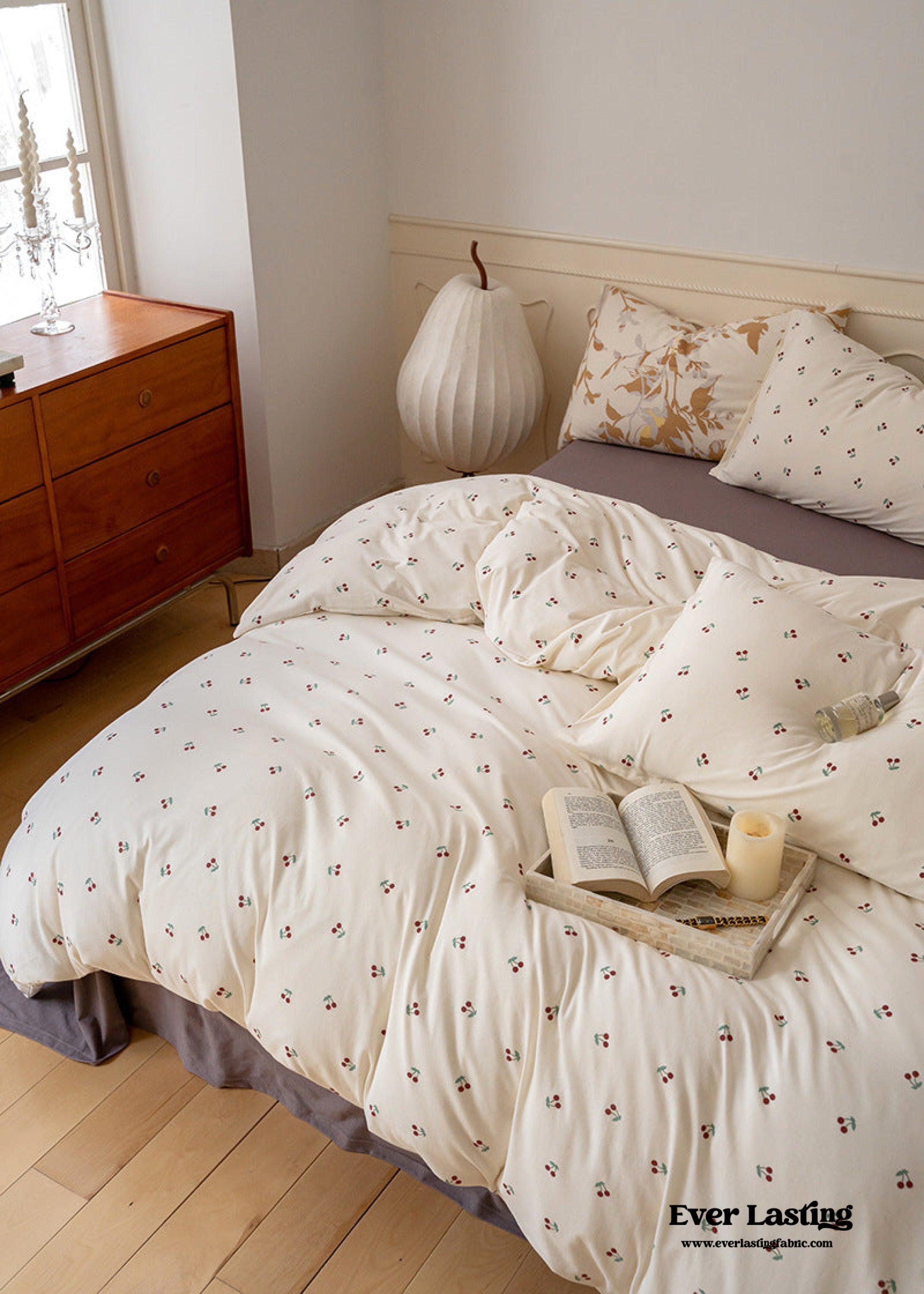 Jersey Knit Floral Bedding Set - Orange Blue