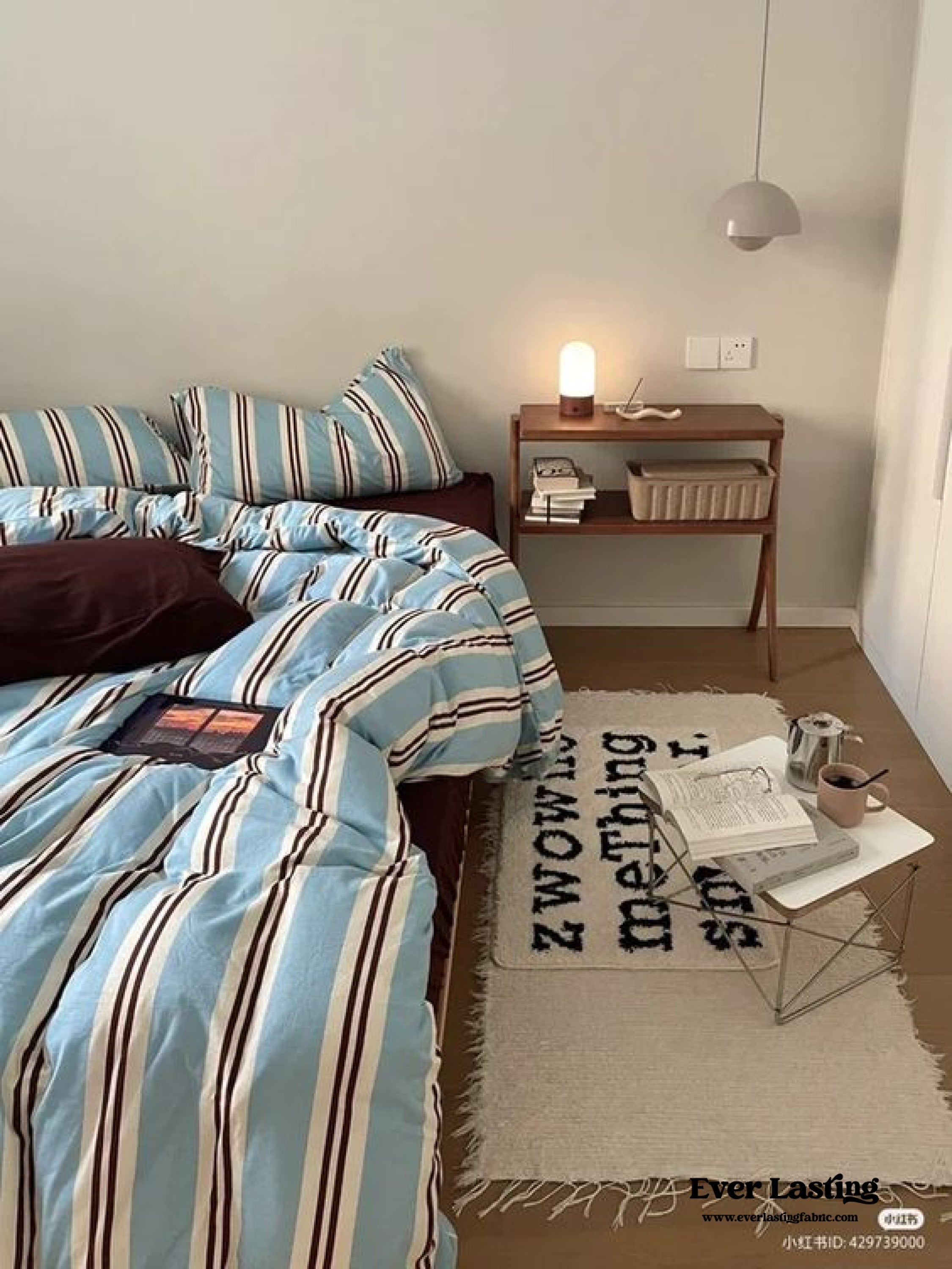 Jersey Knit Retro Stripe Bedding Set - Green + Brown
