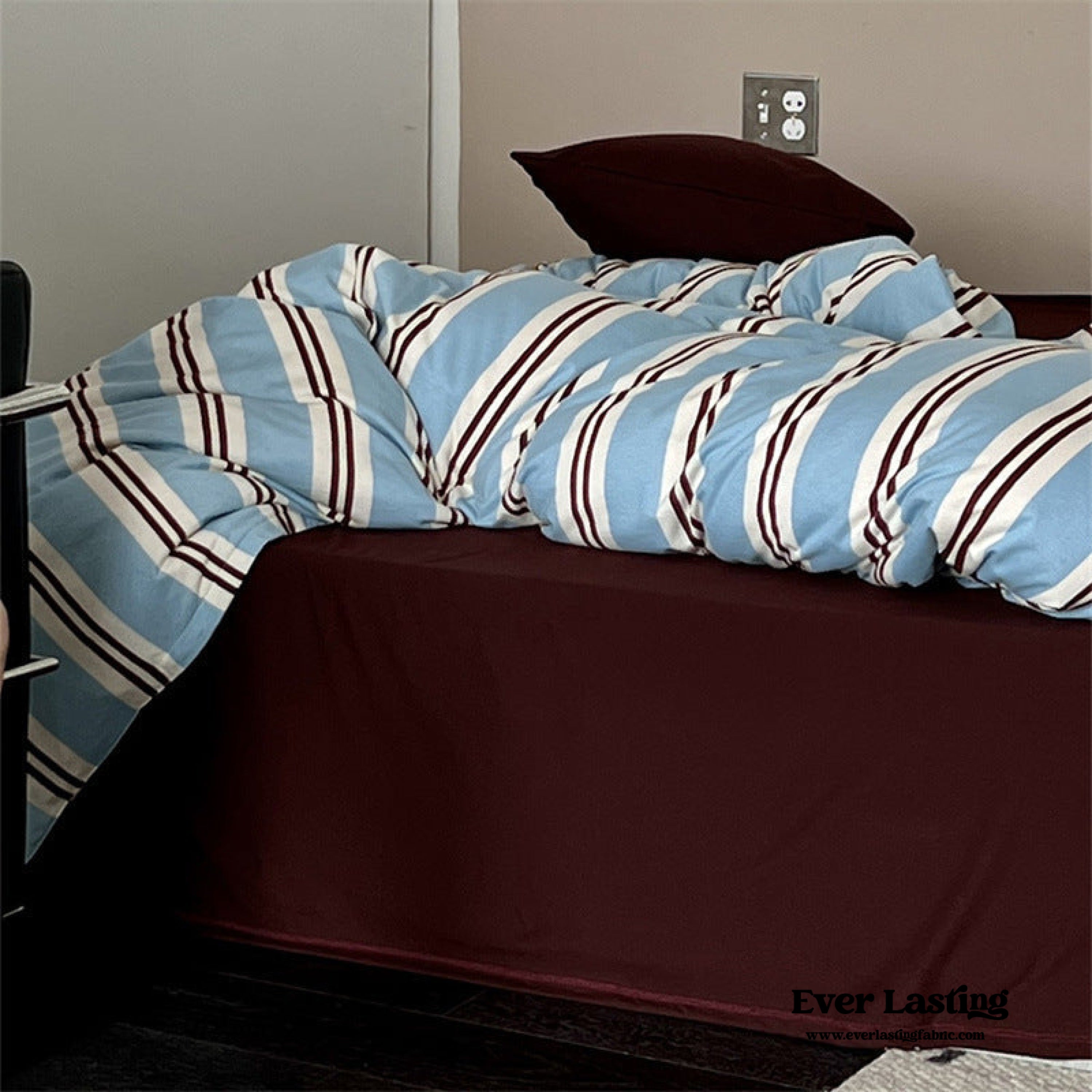 Jersey Knit Retro Stripe Bedding Set - Green + Brown