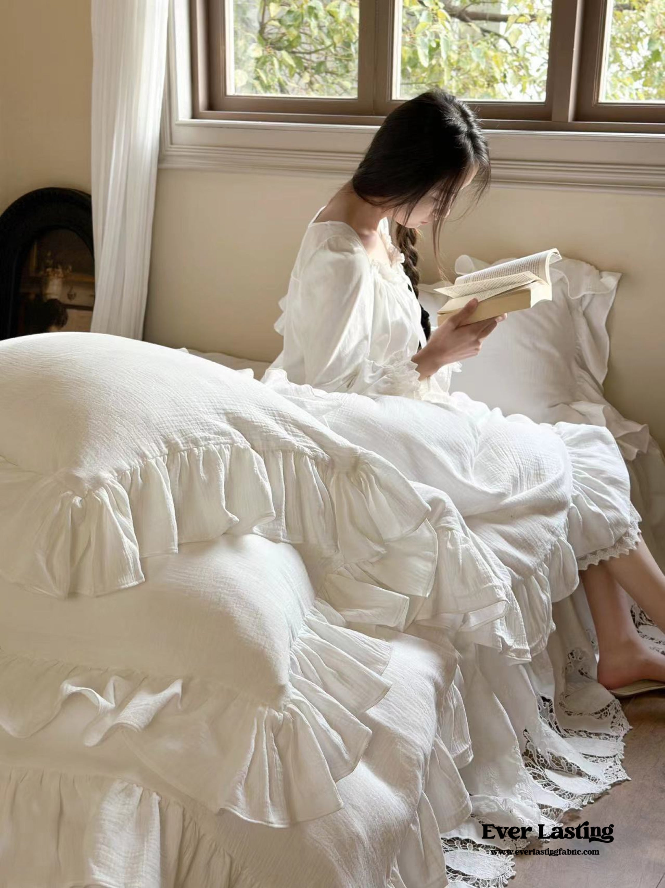 Liliane Elegant Ruffle Double Gauze Bedding Set - French Simple