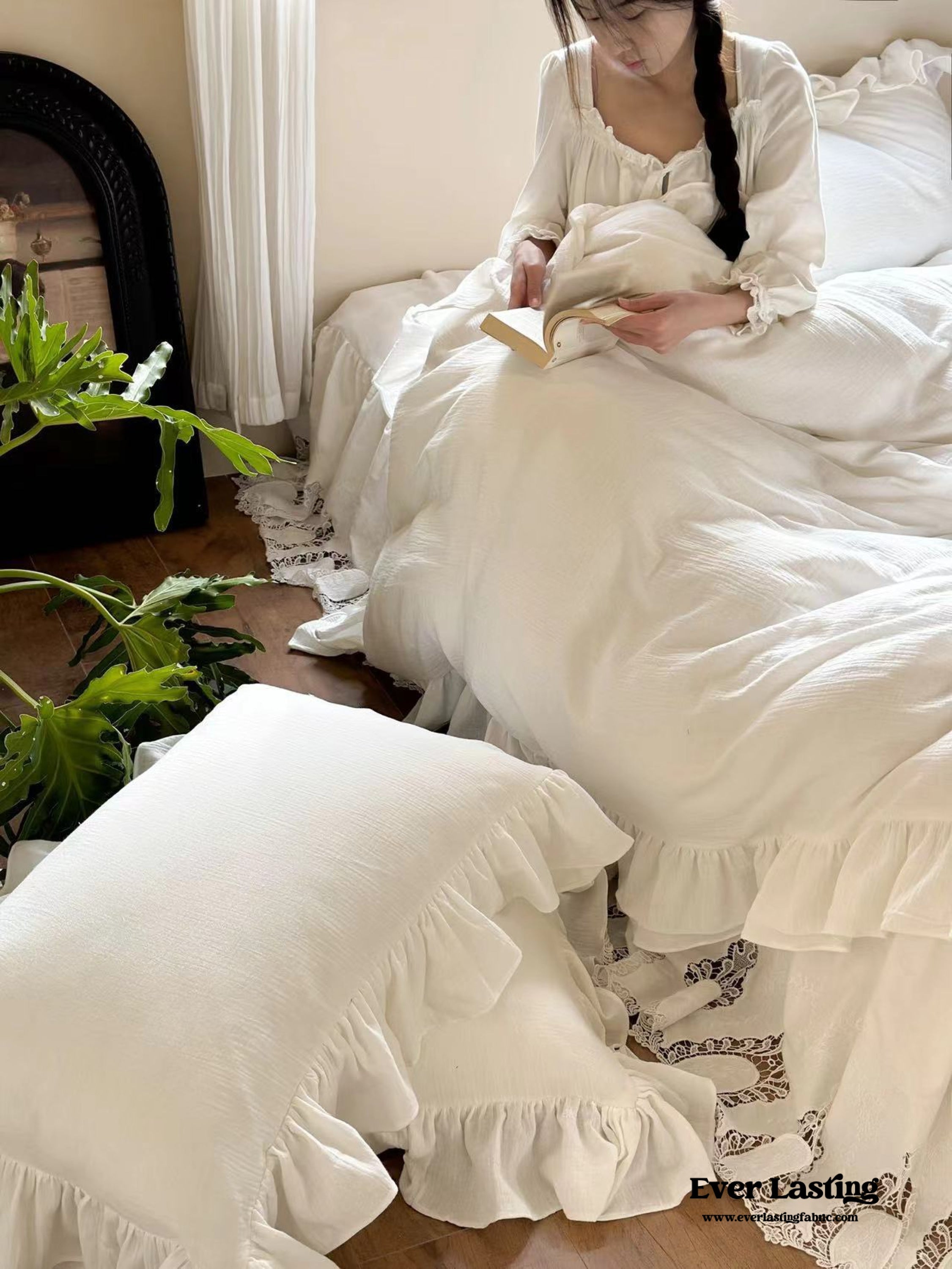 Liliane Elegant Ruffle Double Gauze Bedding Set - Hollow Out