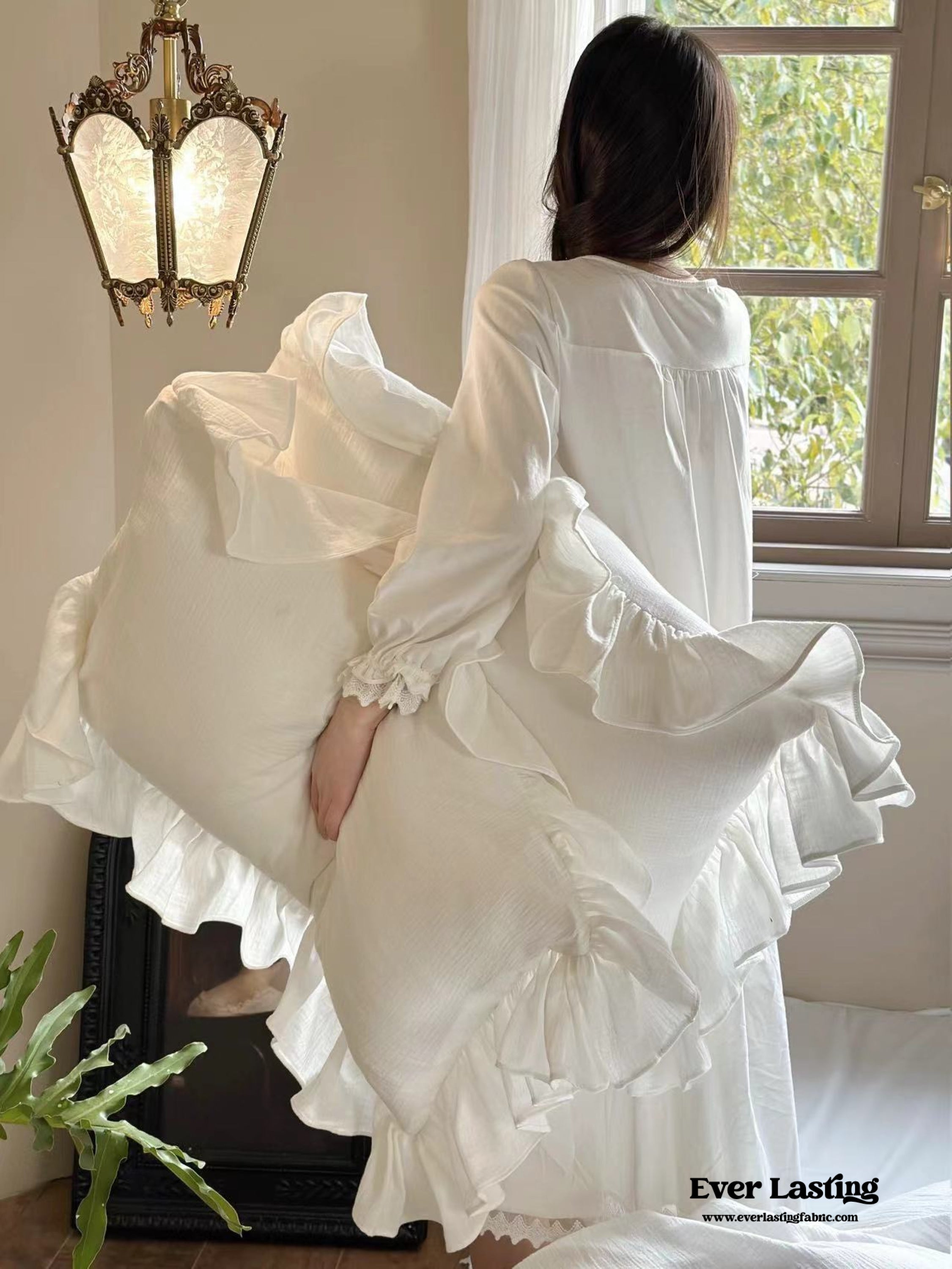 Liliane Elegant Ruffle Double Gauze Bedding Set - Hollow Out
