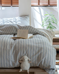 Lina Minimalist White Striped Bedding Set