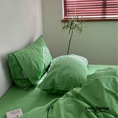 Maximalist Green Solid Color Cotton Bedding Set