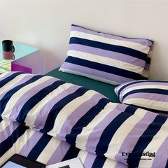 Maximalist Striped Bedding Set - Purple