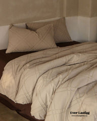 Millard Geometric Jacquard Bedding Set - Beige