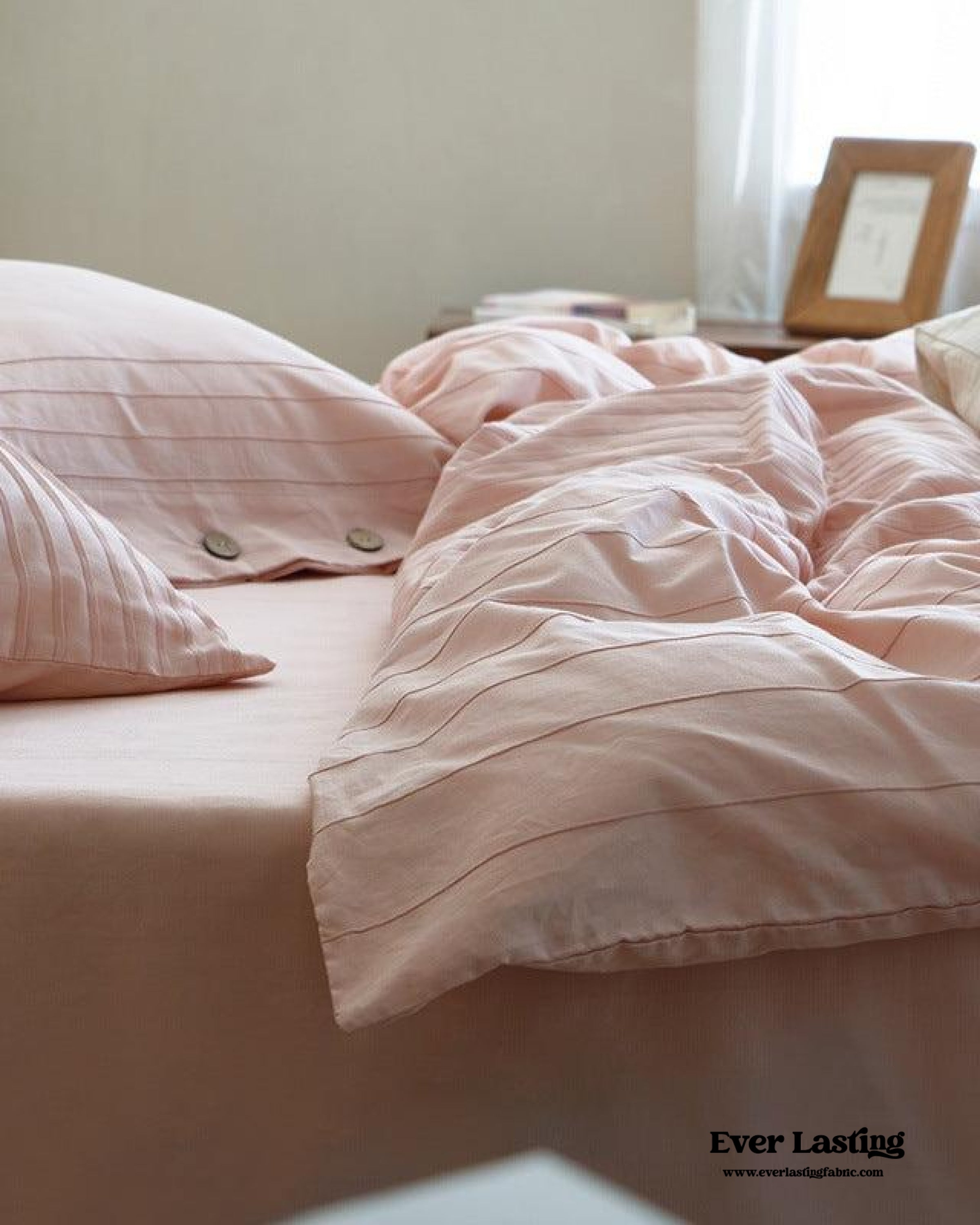 Milo Minimalist Solid Button Bedding Set - Pink