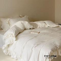 Mimi Ribbon Ruffle White Bedding Set