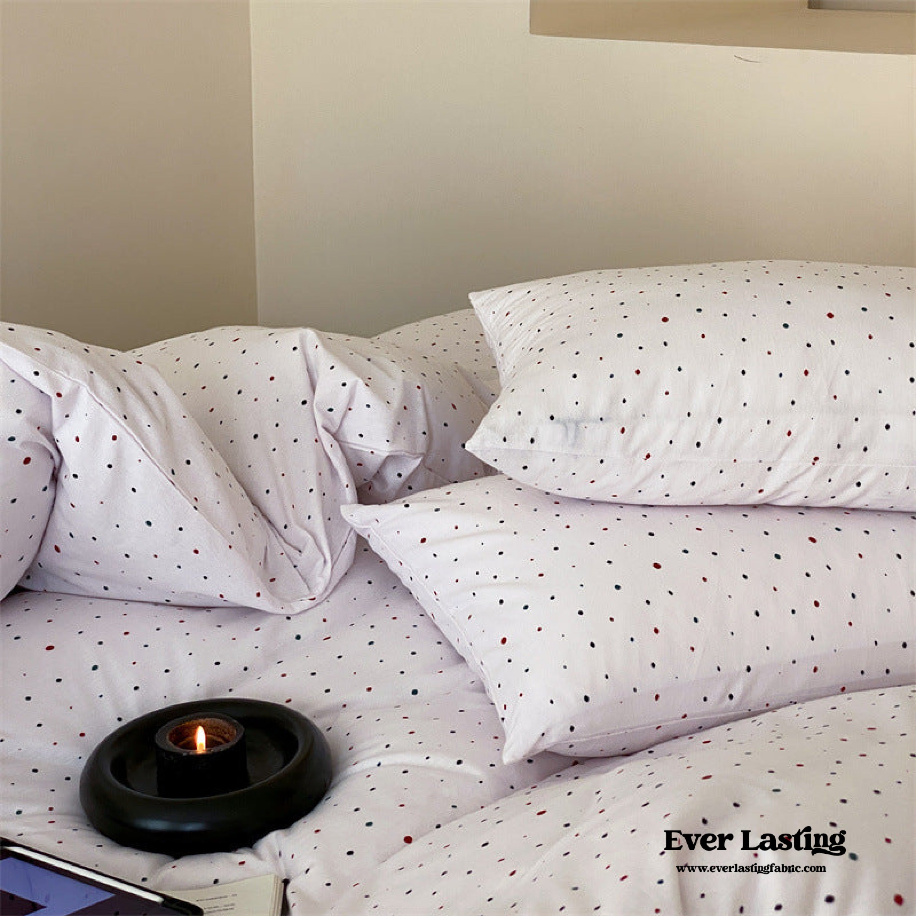Mini Polka Dot Jersey Knit Bedding Set - Black + Pink