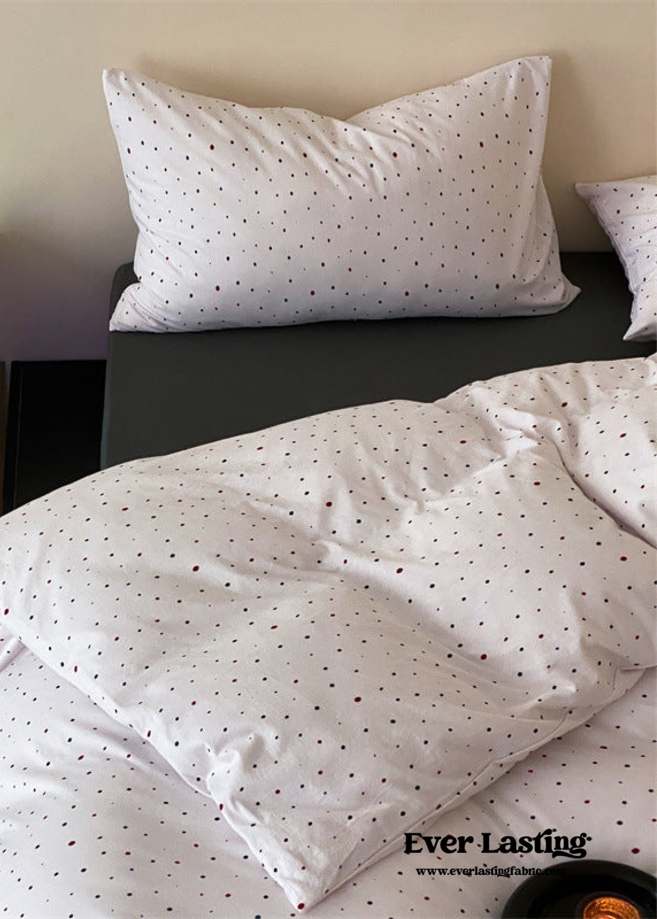 Mini Polka Dot Jersey Knit Bedding Set - Black + Pink
