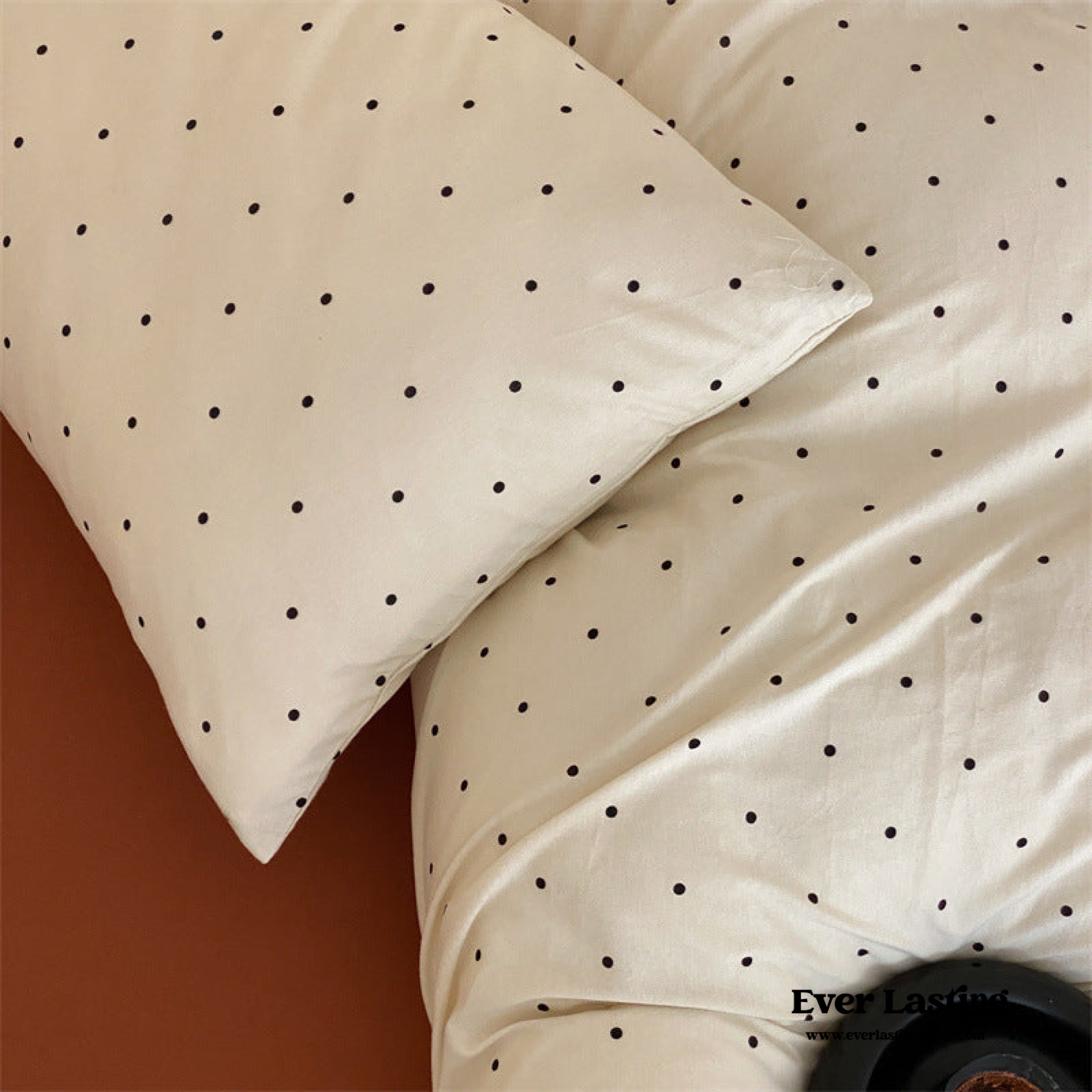 Mini Polka Dot Jersey Knit Bedding Set - Black + Pink