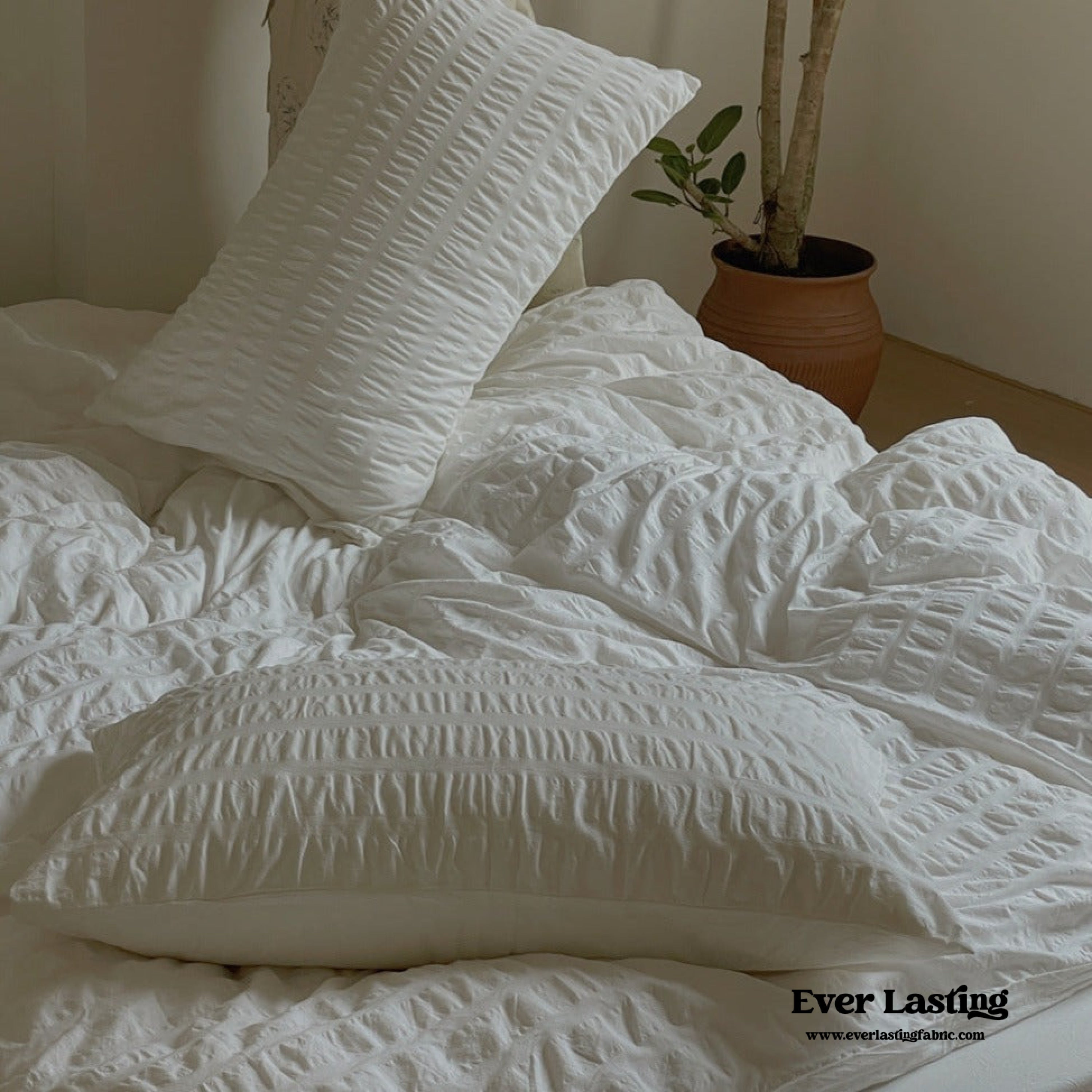 Minimal Bubble Textured Bedding Set - Blue