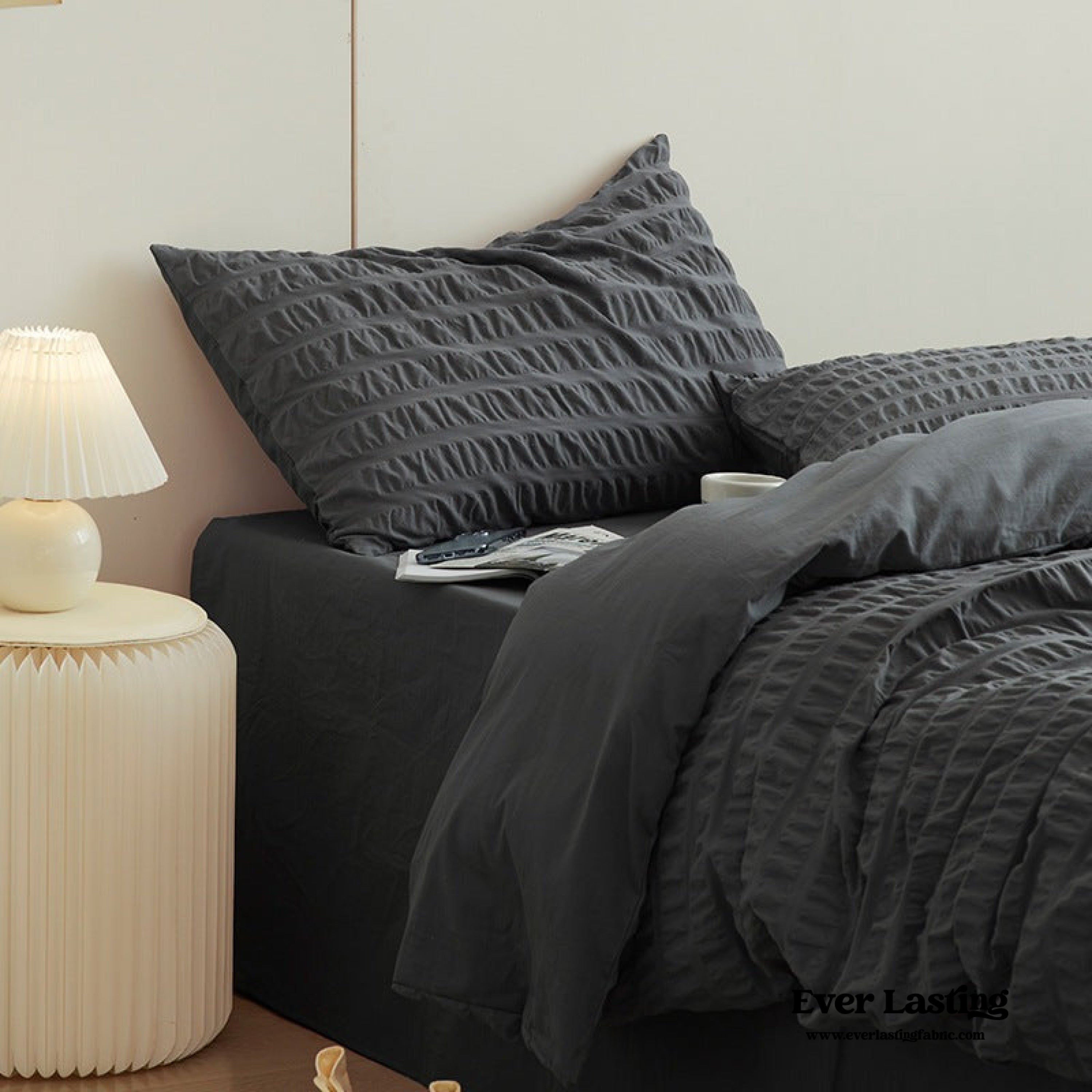 Minimal Bubble Textured Bedding Set - Blue