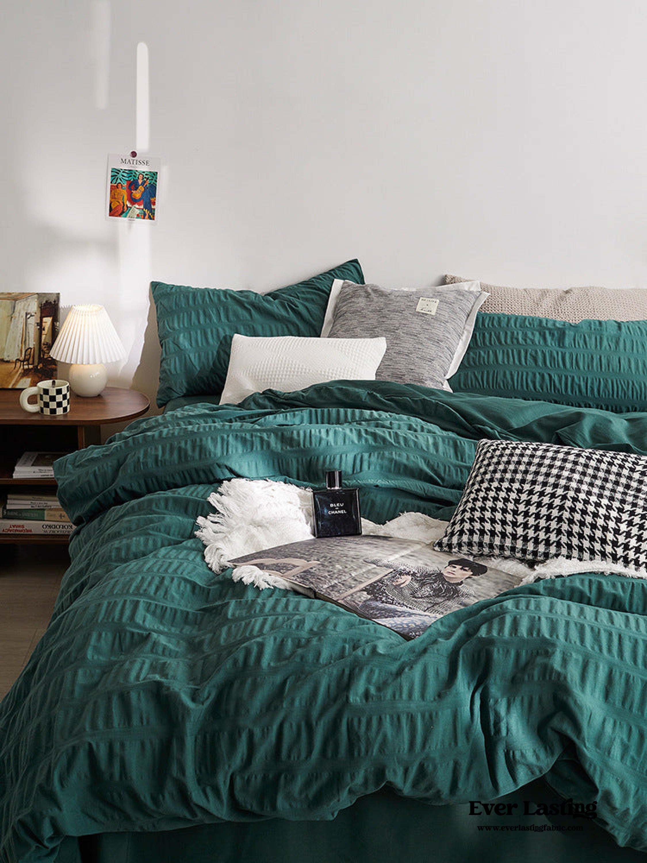 Minimal Bubble Textured Bedding Set - Blue