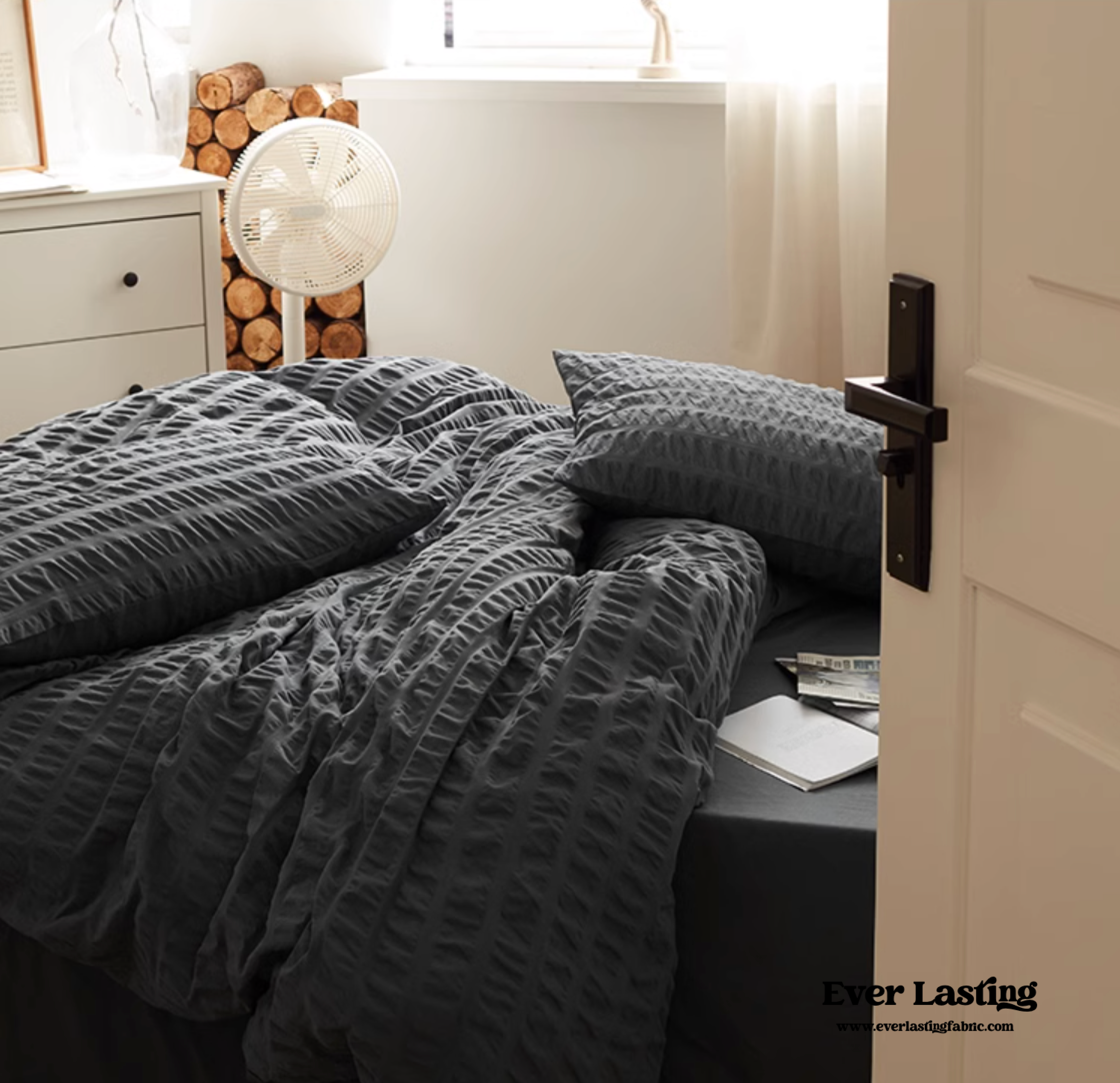 Minimal Bubble Textured Bedding Set - Blue
