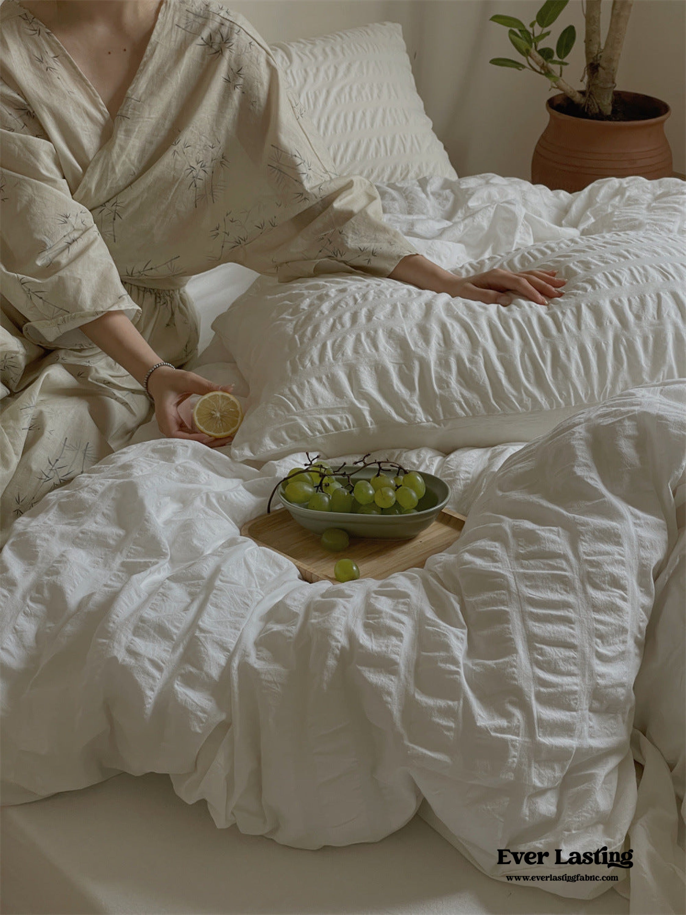 Minimal Bubble Textured Bedding Set - Blue