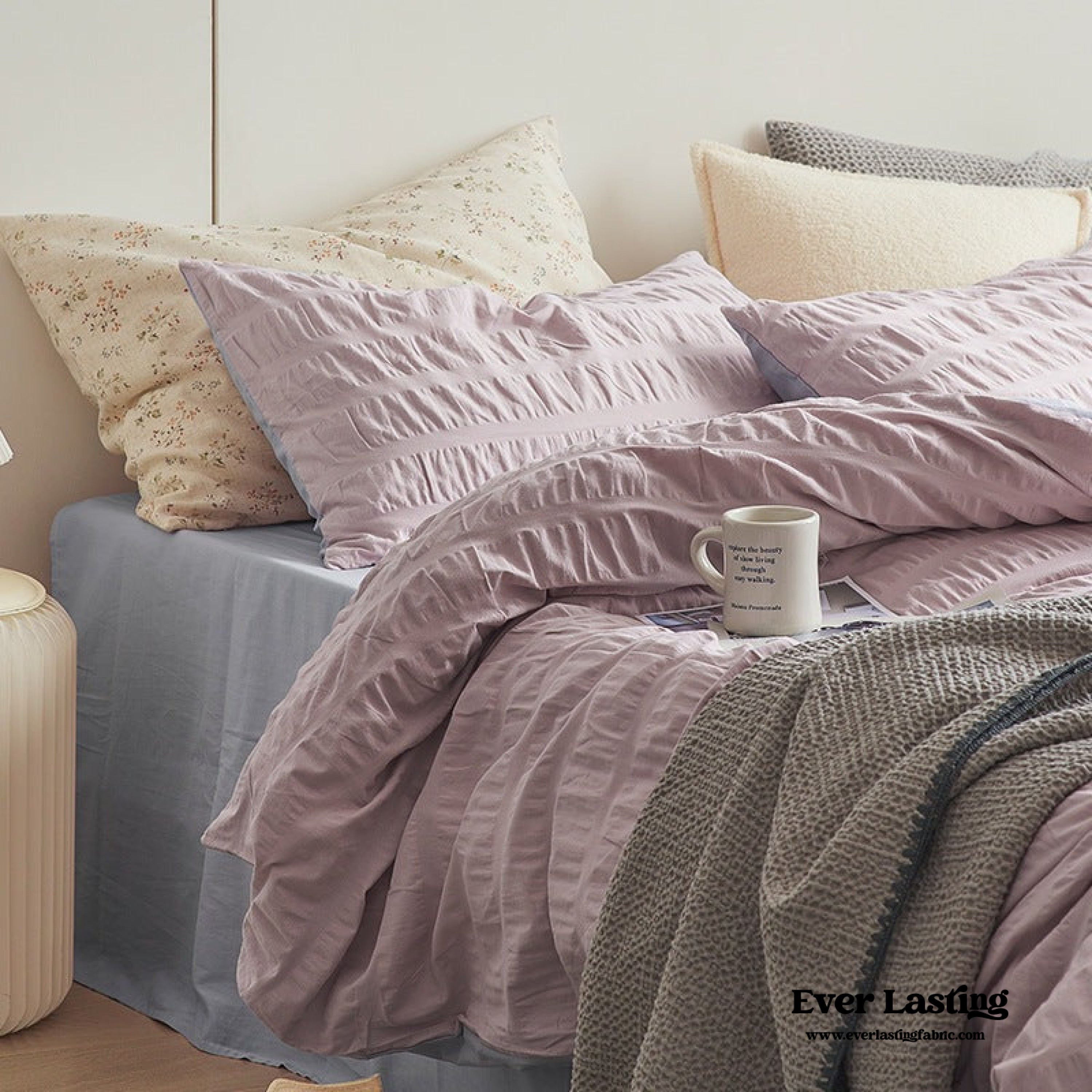 Minimal Bubble Textured Bedding Set - Blue
