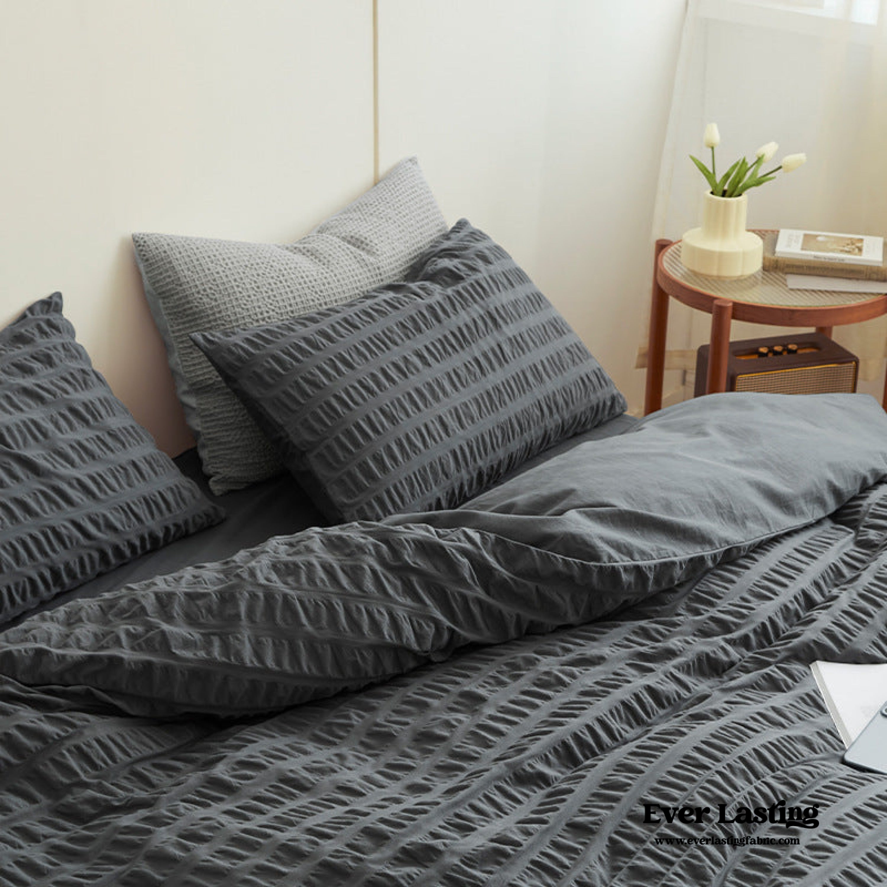 Minimal Bubble Textured Bedding Set - Blue