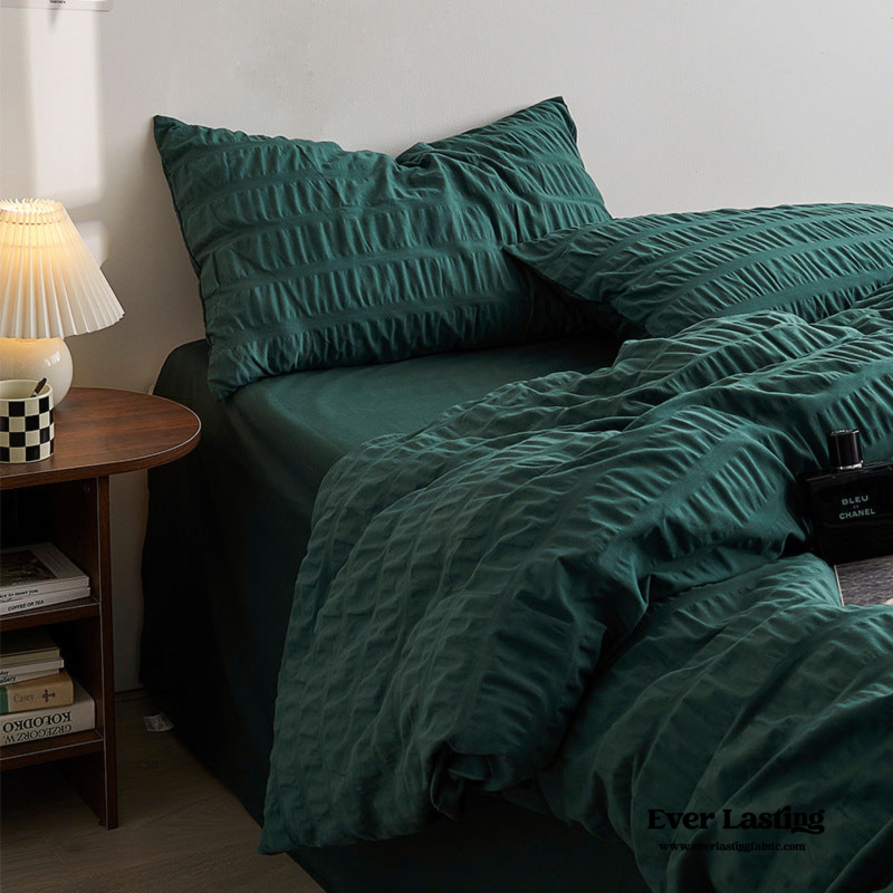 Minimal Bubble Textured Bedding Set - Blue