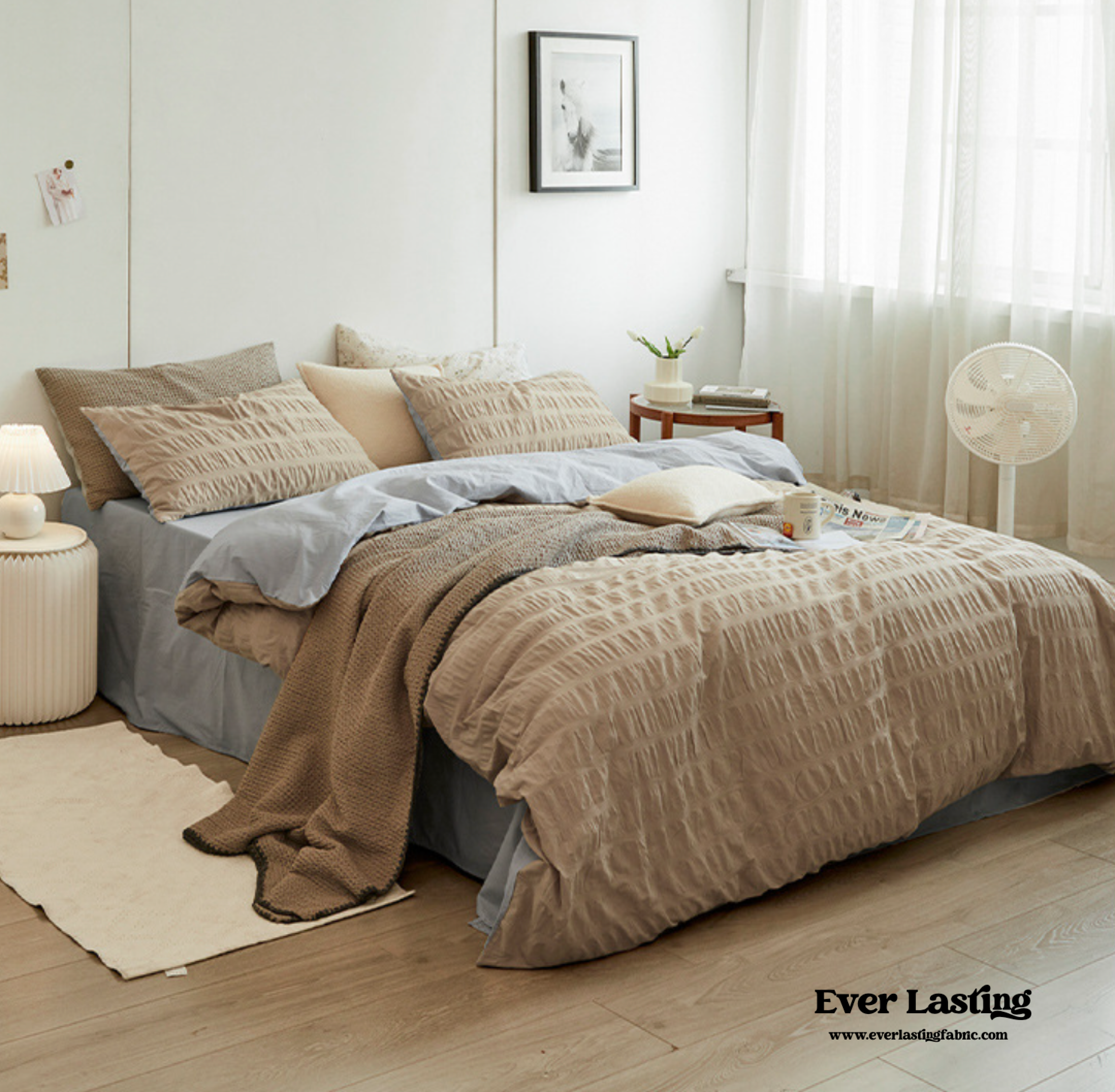 Minimal Bubble Textured Bedding Set - Blue